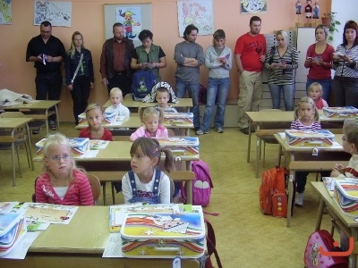 Prvňáčci první den ve škole